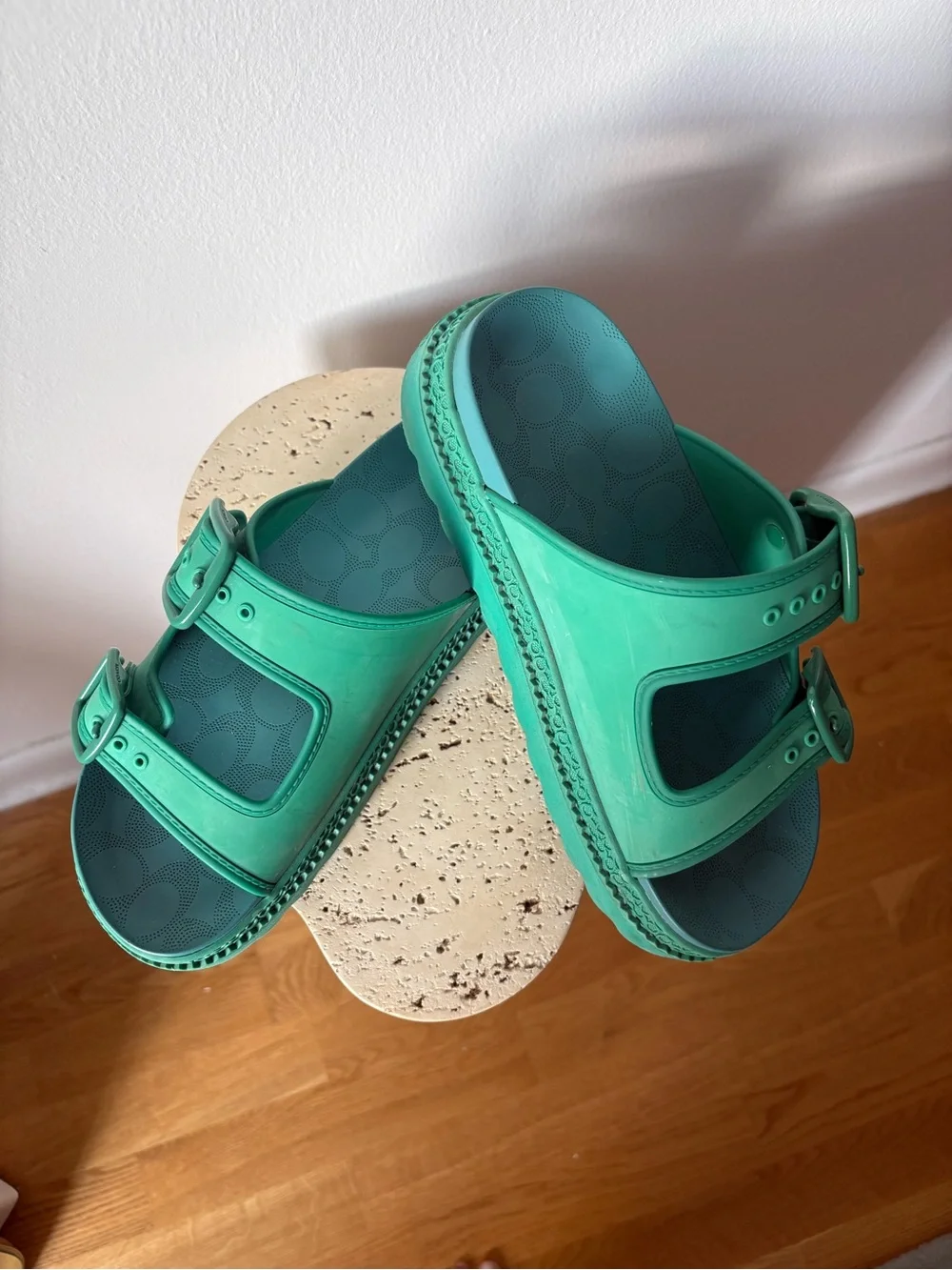 Coach- Bright Green Lucy Rubber Platform Sandals